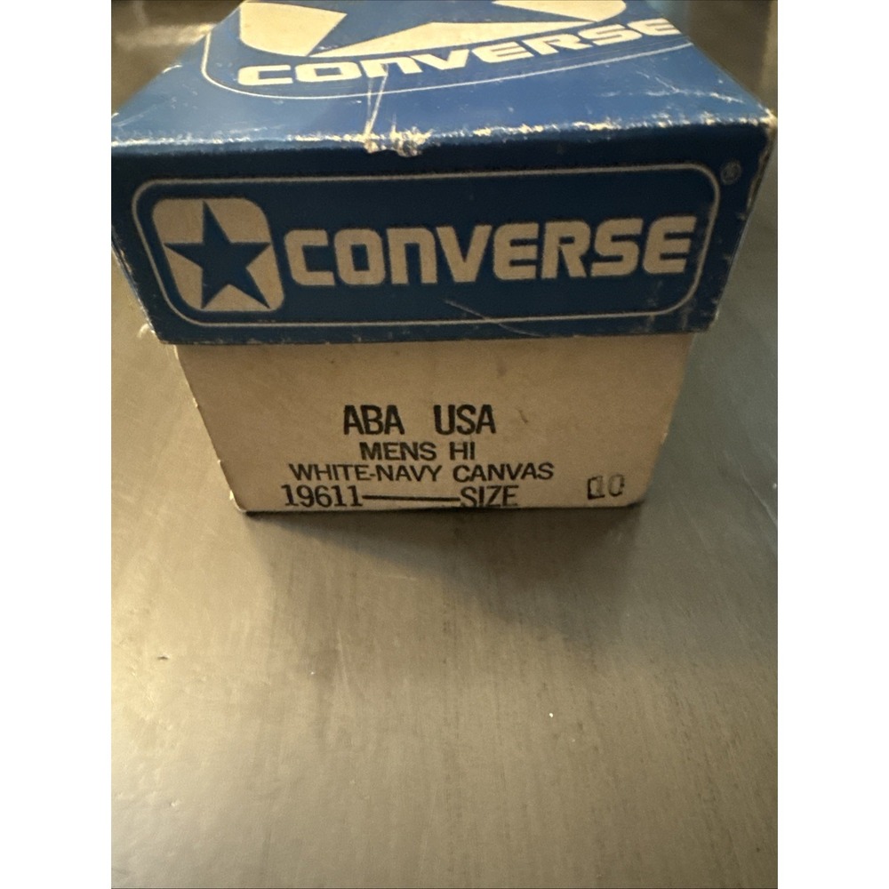 Vintage 70s Converse ABA Made In USA High White Navy Canvas Rare Size 10 - Picture 2 of 11